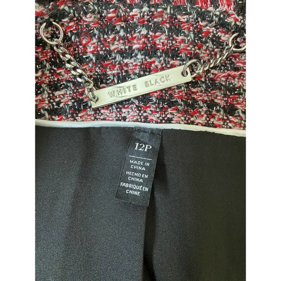 WHBM White House Black Market Red Tweed Jacket Blazer Zip Front Pocket M… - Picture 7 of 7